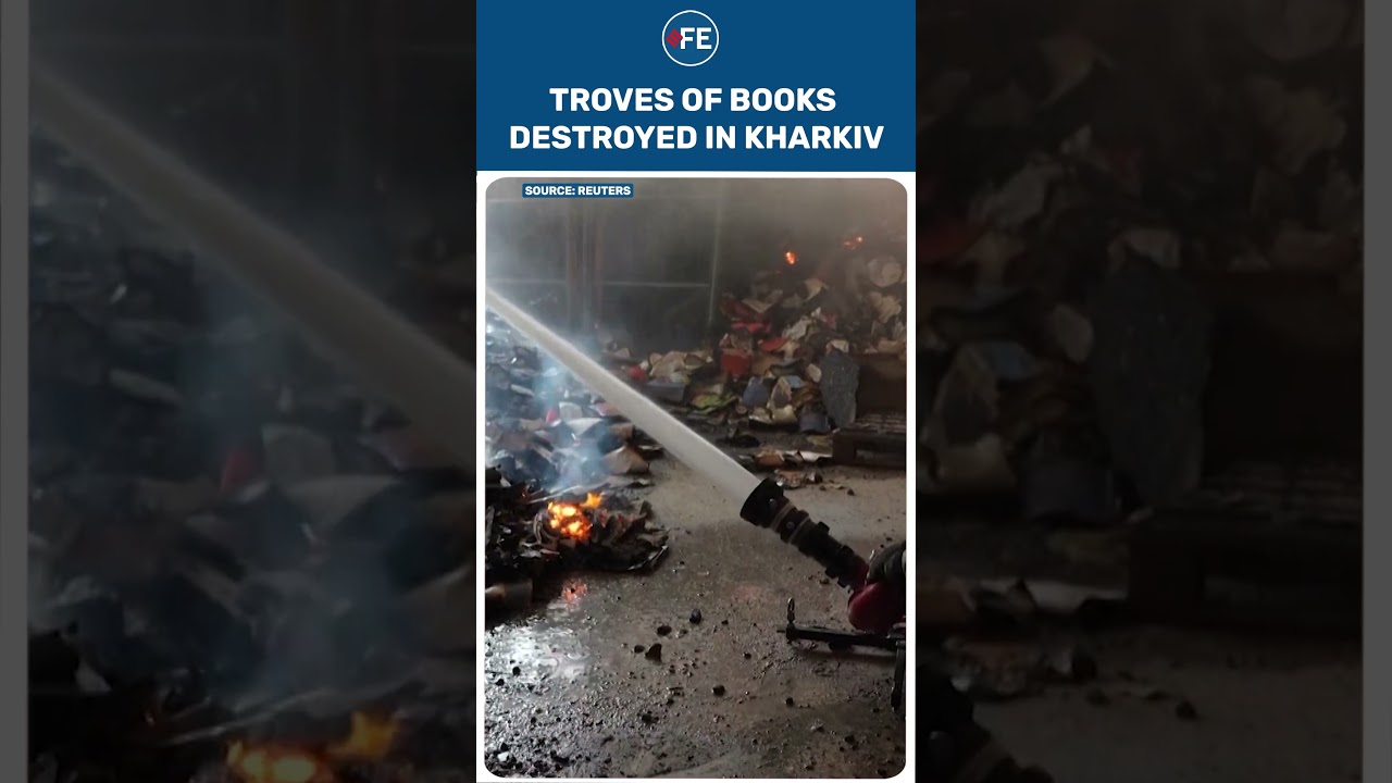 Troves of books destroyed in Russian drone attack on Ukraine's Kharkiv