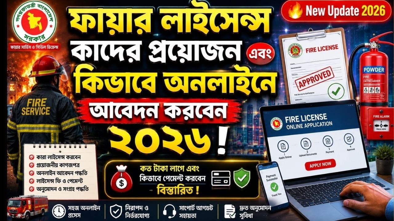 ফায়ার লাইসেন্সের জন্যে কিভাবে অনলাইনে আবেদন করবো ২০২৬ | Fire License apply | e fire license