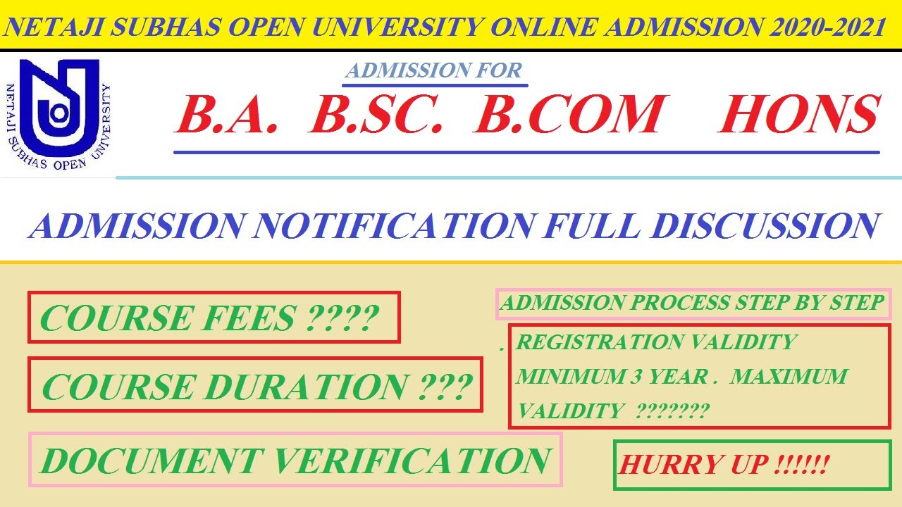 NSOU BDP ADMISSION NOTICE  2020 IN BANGLA | NETAJI SUBHAS OPEN UNIVERSITY  BDP ADMISSION NOTICE 2020