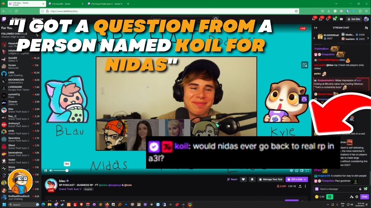 Koil Dies Laughing At Nidas' Response To His Message He Sent Blau's Chat | GTA NoPixel