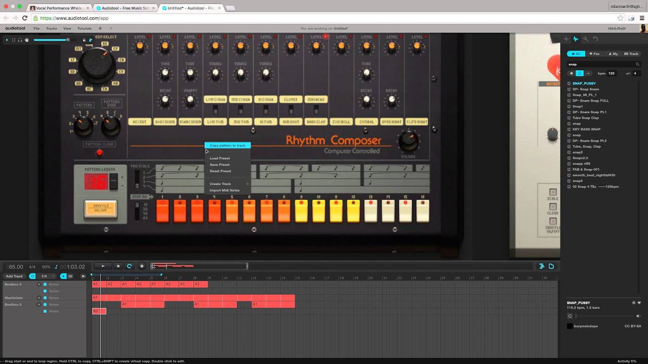 Trap Beat Elements using Audiotool