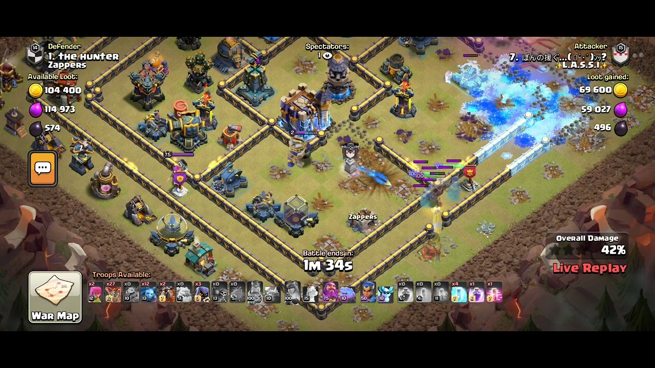 CWL opponent try to clear our clan mate no.1 base but failed.