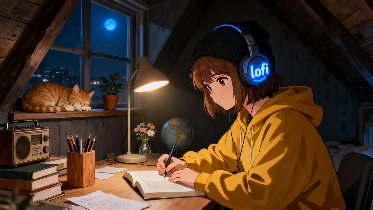 1 A.M. Study Lofi Hip Hop 📚 Calm Beats for Peaceful Study & Relaxation | Cozy Attic Room