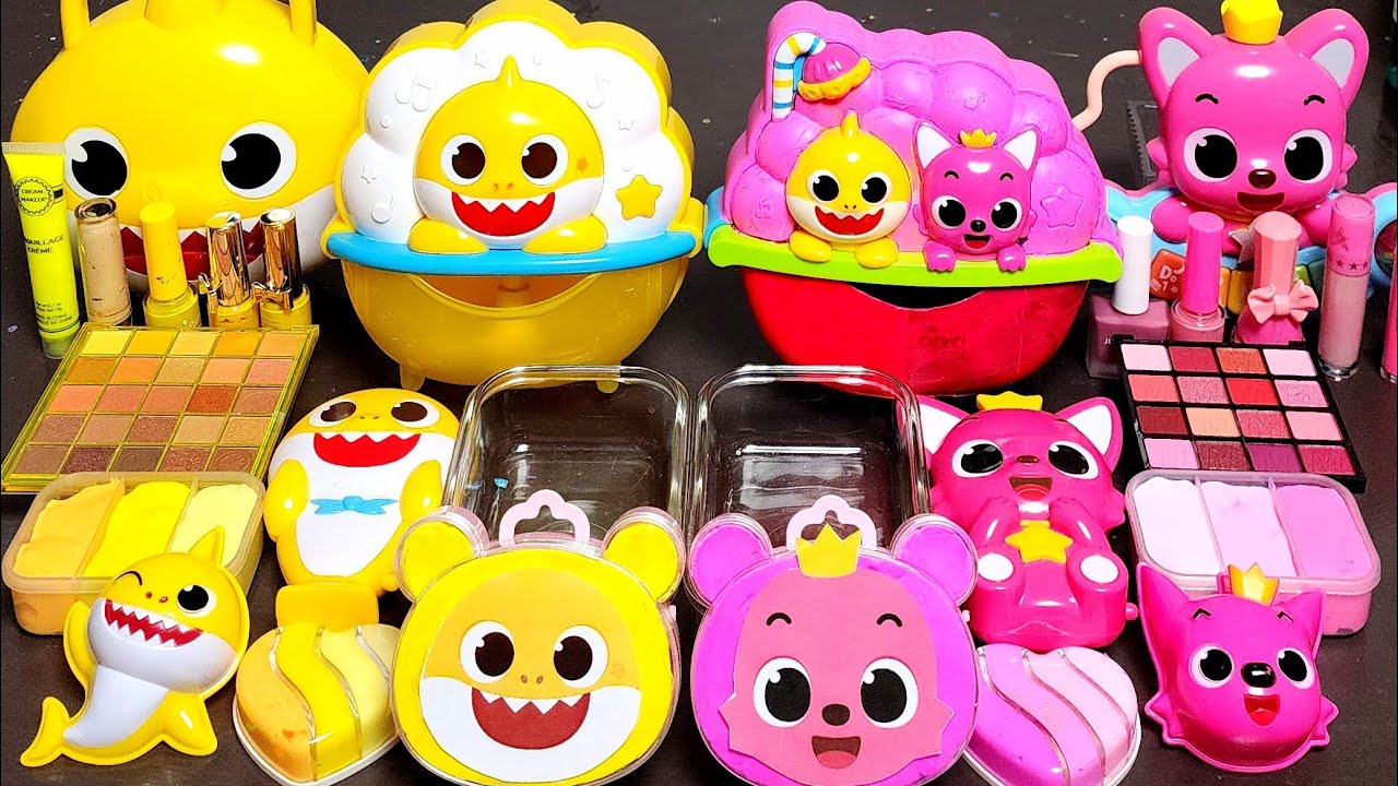 ASMR Baby Shark vs Pinkfong Slime Mixing Random Into Slime! Satisfying Slime