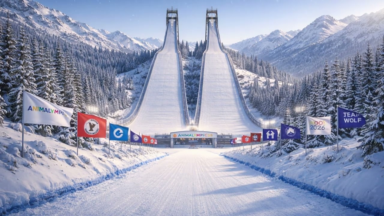 🎷 Relaxing Jazz | Animal Olympics 2026 | Ski Jump Twin Hills Ambience (1 Hour)