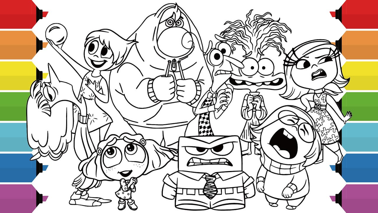Inside Out 2 Coloring Pages | Anxiety Envy Joy Disgust Anger Embarrassment Sadness Fear Ennui