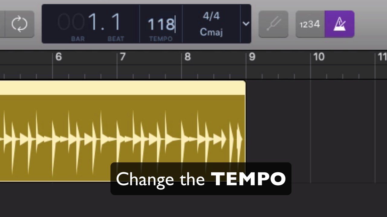 Garageband | Click (metronome) and setting Tempo and Meter