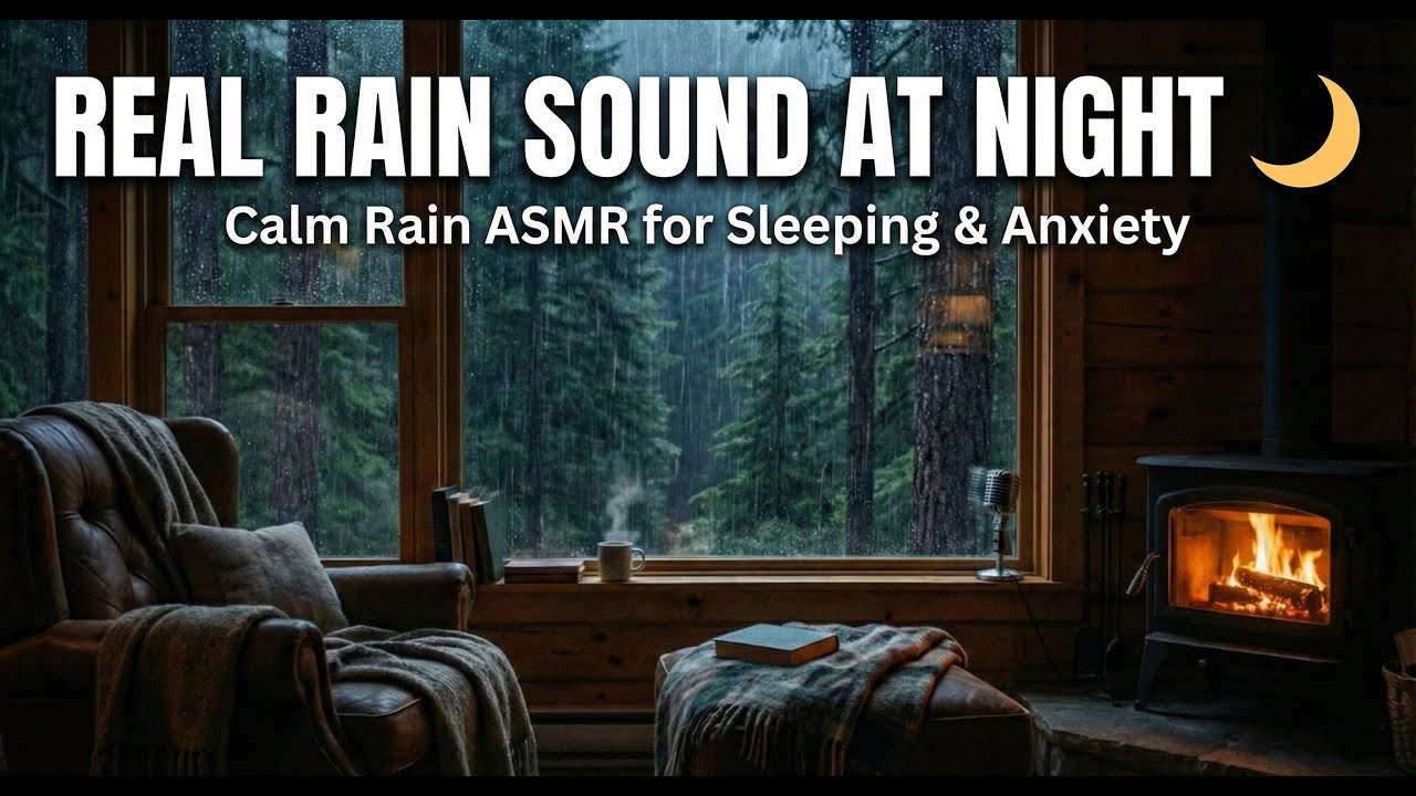 Real Rain Sound at Night 🌙 Calm Rain ASMR for Sleeping & Anxiety