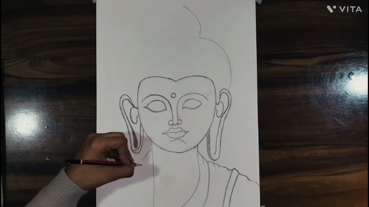 Gautam Buddha Drawing, Buddha Drawing, Free Hand Drawing Tutorial 😍