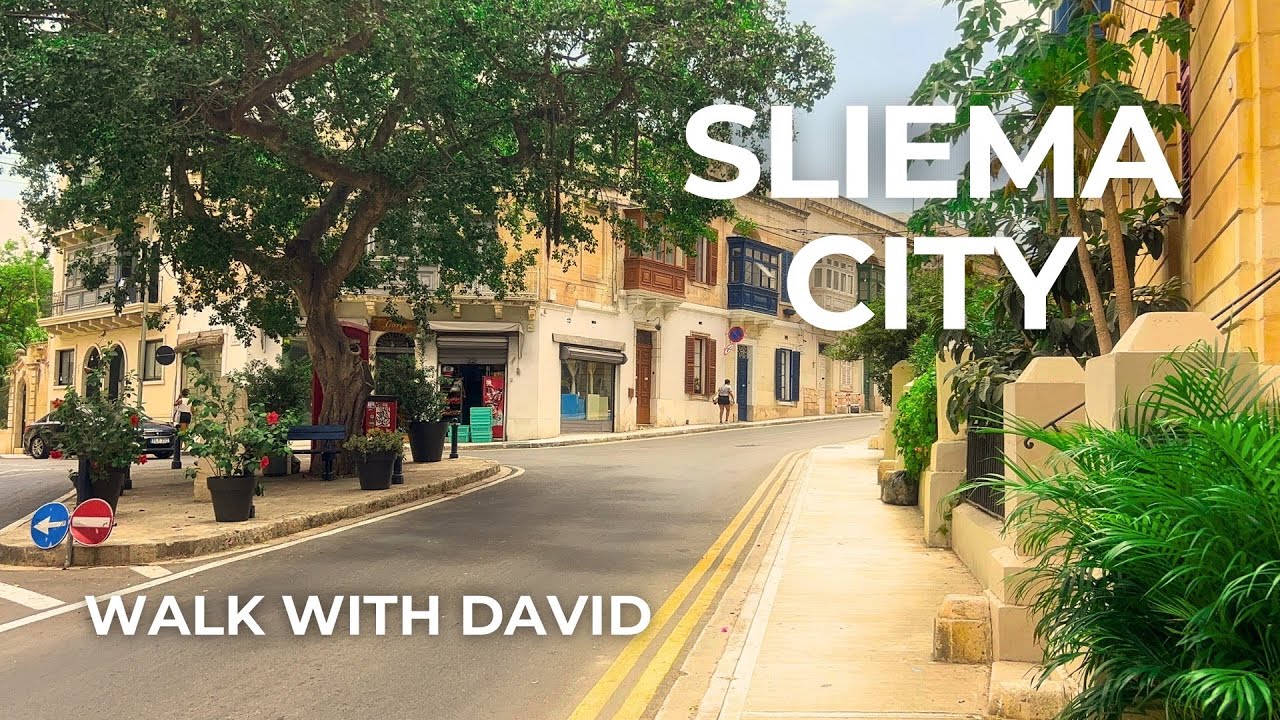 Sliema city virtual Walking Tour | City Walk in Malta | 4K HDR 60fps