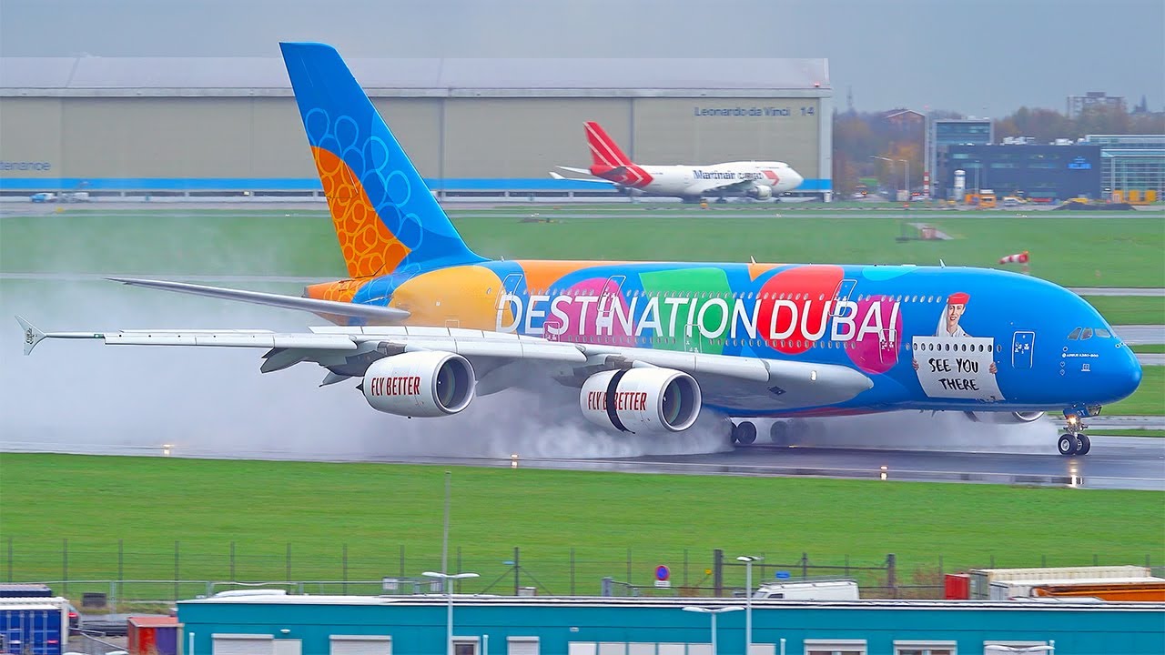 [4K] 38 MINS OF SPECTACULAR RAINY PLANESPOTTING - 46 Landings And Takeoffs at Schiphol Airport