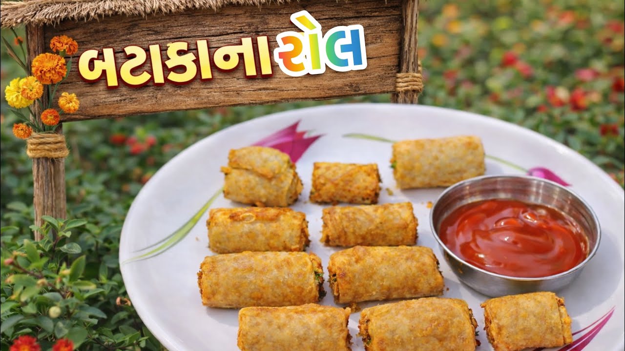 બટાકા ના રોલ ઘઉં ના લોટ ના ટામેટા સોસ || bataka roll ||#trending #cooking #viral 