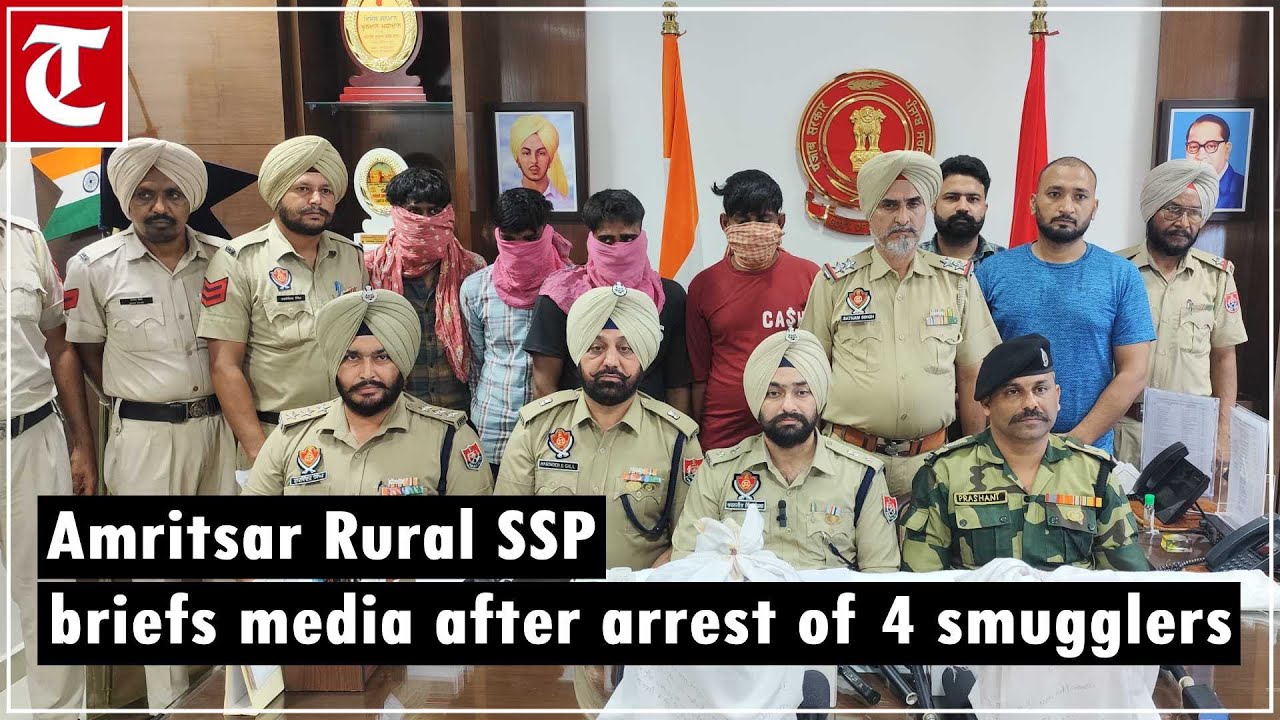 Amritsar Rural SSP Charanjit addresses media after the arrest of four smugglers with 5.544 kg heroin