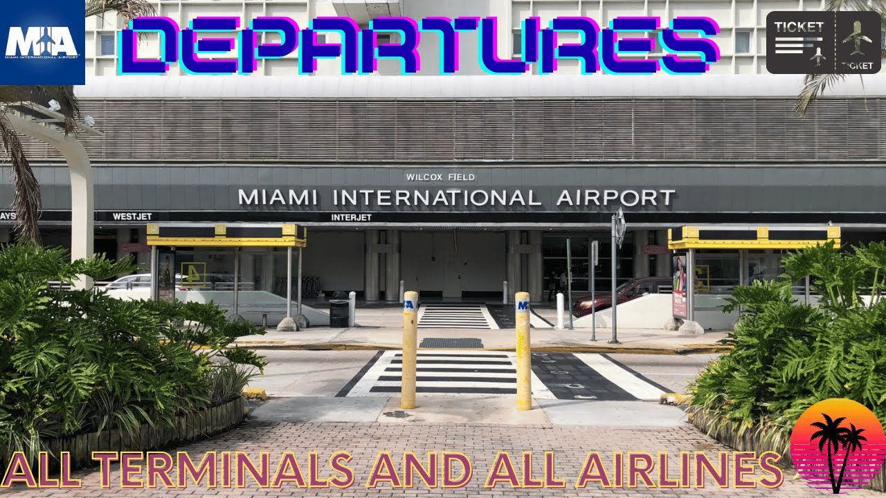 Miami Int'l Airport (MIA) Departures of the North, Central and South Terminals & All Airlines. (4K)