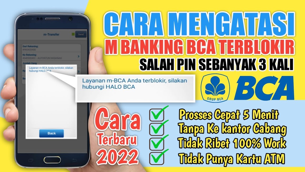CARA MENGATASI M BANKING BCA TERBLOKIR SALAH MEMASUKKAN PIN 3 KALI ! LUPA PIN M-BCA