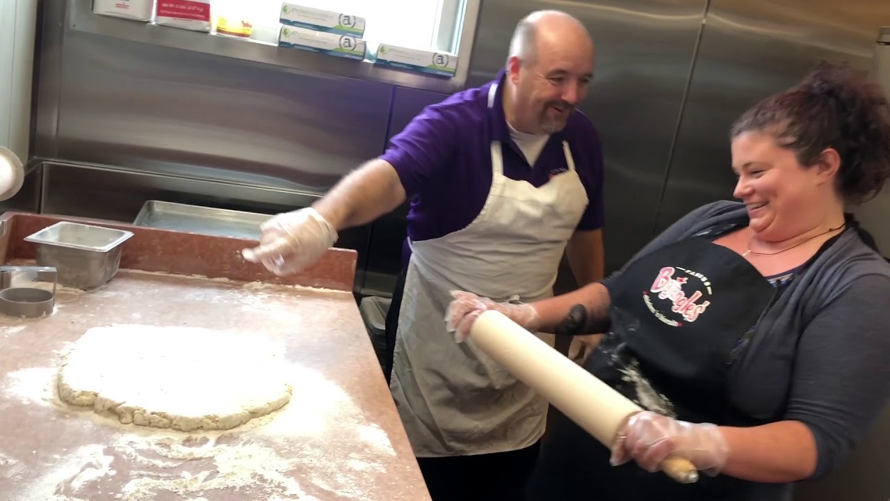 Reporter Laura Peters learns to make Bojangles' biscuits