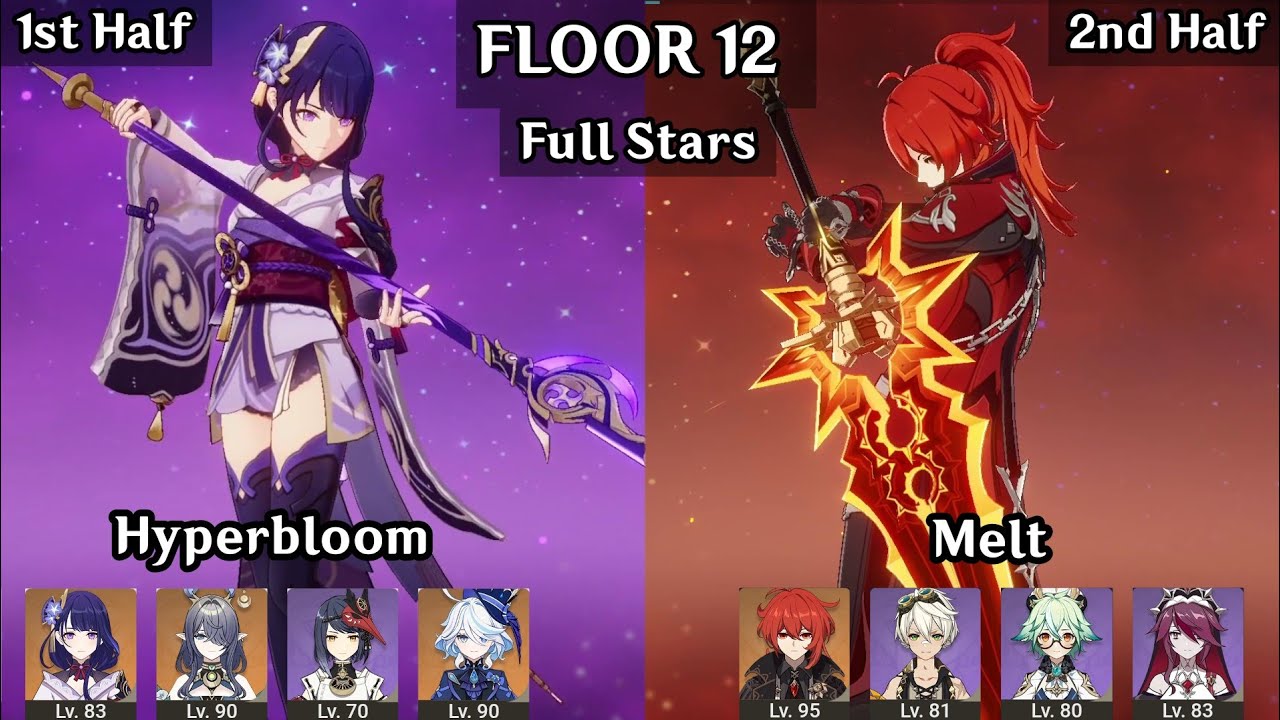 Raiden Hyperbloom + DIluc Melt | 6.1/6.2 Spiral Abyss Floor 12 9 Stars | Genshin Impact