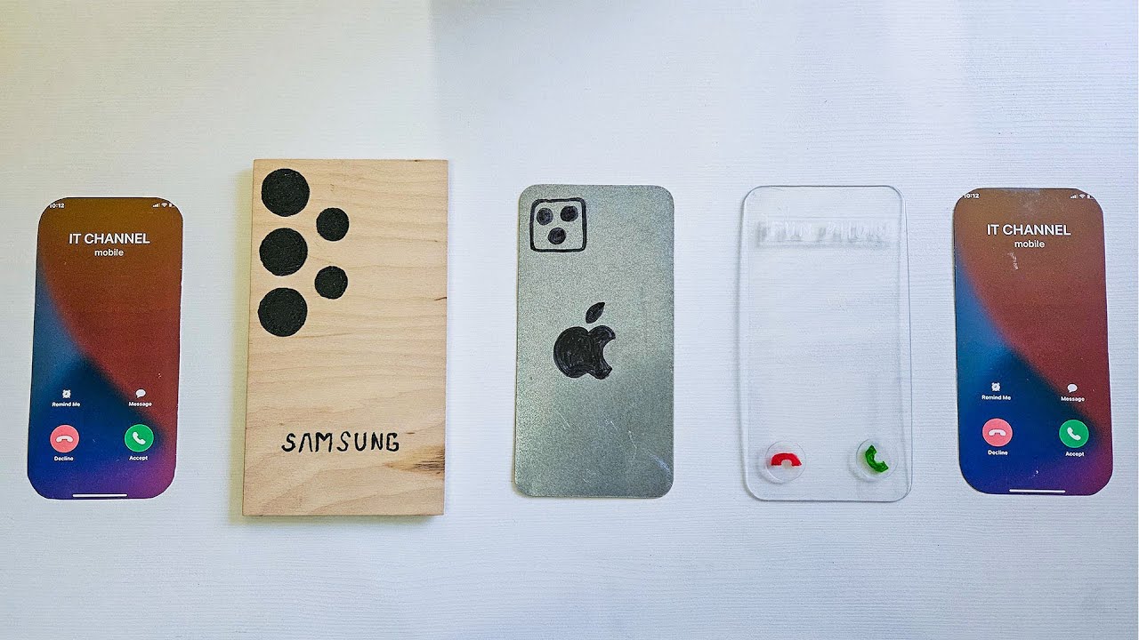 Wooden Samsung Galaxy incoming call vs plastic vs papper vs iphone 16