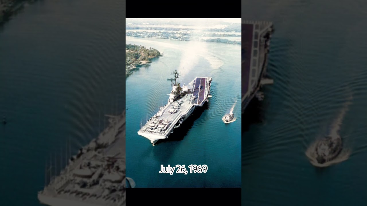 Anti-Submarine Aircraft Carrier, USS Hornet (CVS-12), Enters the Harbor After the Apollo 11 Recovery
