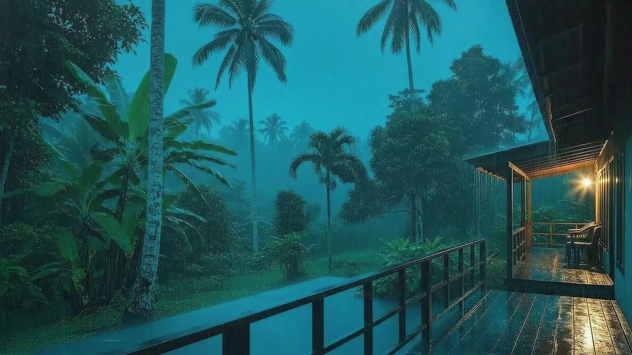 Stormy Tropical Cabin Rain & Thunder Therapy for Deep Sleeping 🌧️