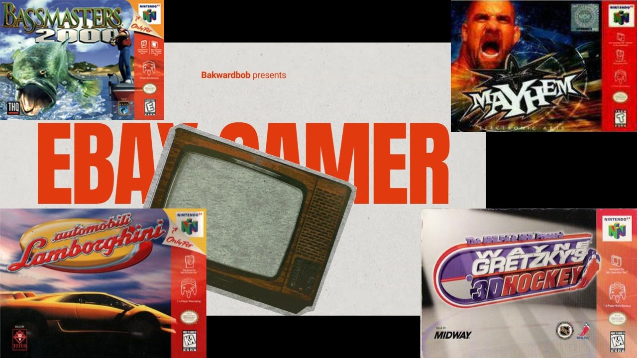 Набор Nintendo 64: Lamborghini, Bassmasters 2000, Wayne Gretzky's 3D Hockey и WCW Mayhem (Ebay Ga...