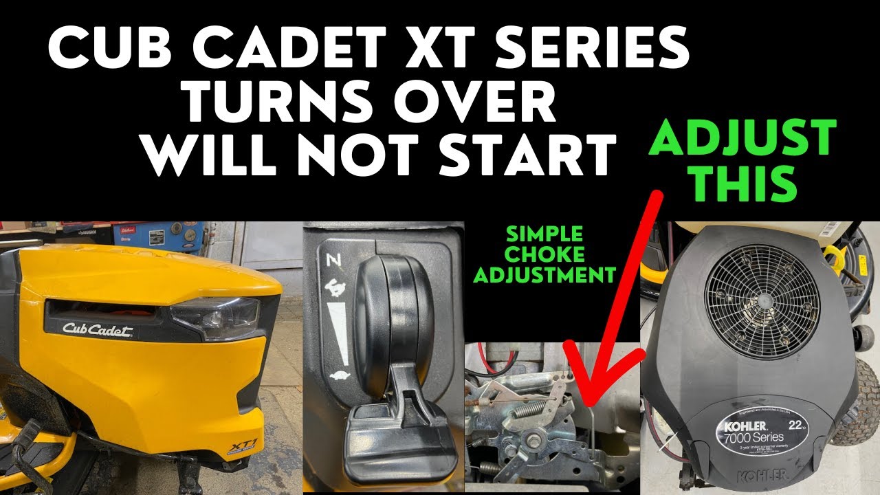 Газонный трактор Cub Cadet XT переворачивается, но не заводится. Как отрегулировать подсос на Koh...