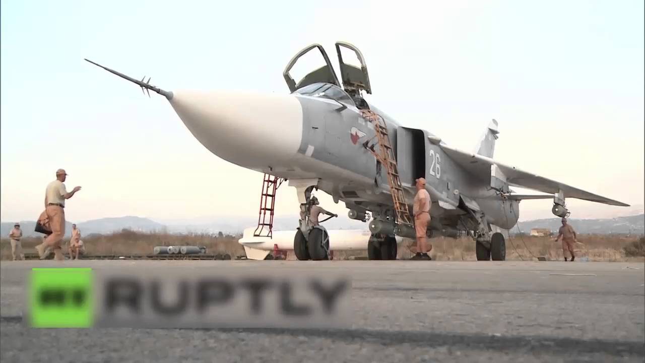 Russian air force in Syria,Latakia airbase,Su-24, Su-34, Mi-24  (2015)