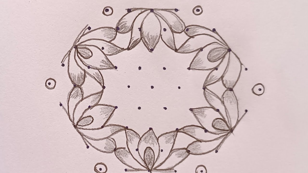 Beautiful flower design with 9Dots🌺simple rangoli 🌺@shwetarangoliutk 