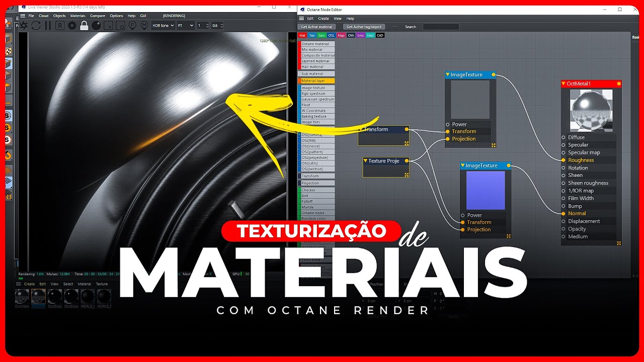 Como Texturizar um Material no Octane Render - Tutorial Cinema 4D