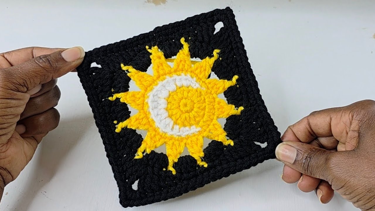 ☀️🌙Crochet Sun and Moon Granny Square 🧶