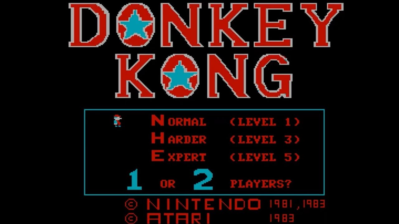 Donkey Kong MS DOS, PC Booter, IBM (CGA Graphics) (1983) Atarisoft Full Walkthrough No Commentary
