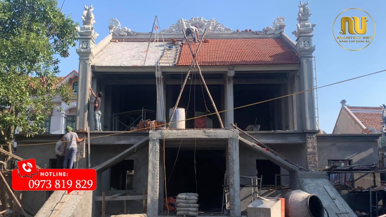 Xây Nhà Thờ Họ Bằng Bê Tông Giả Gỗ Kết Hợp Nhà Ở Tầng 1
