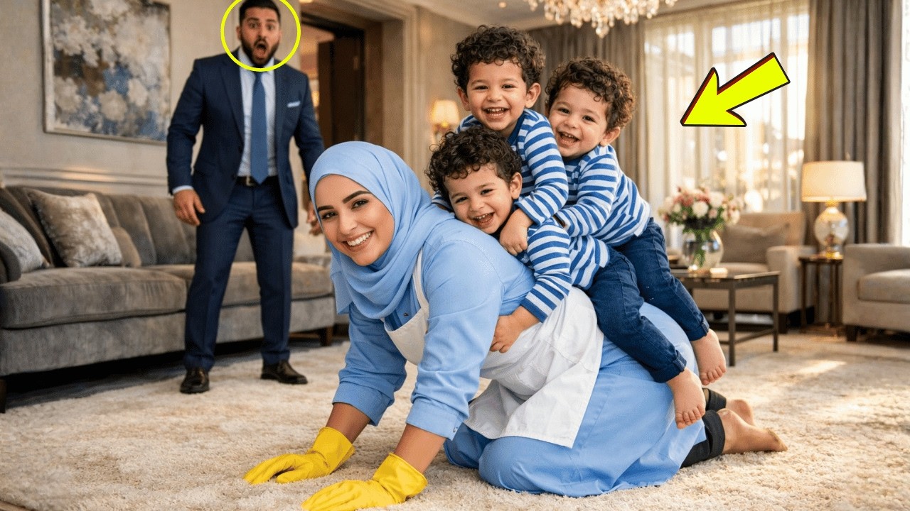 رجل ثري عاد إلى بيته مبكرا وعندما رأى ما تفعله عاملة التنظيف مع أطفاله أصيب بصدمة