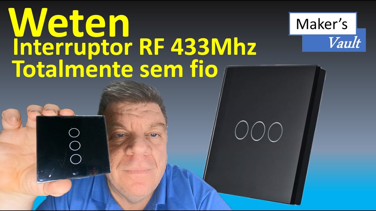 Interruptor RF 433Mhz Weten totalmente sem fio: Configuração e utilização