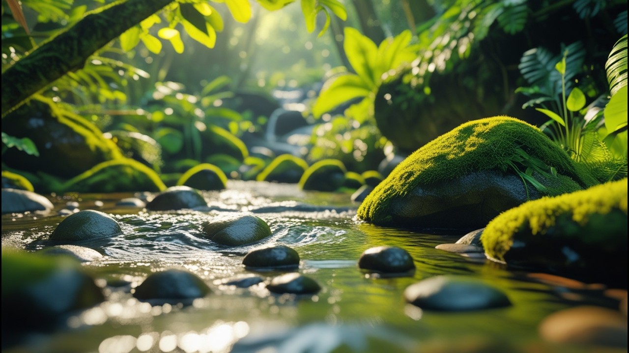 Beautiful melodies of birds and the gentle sound of flowing water in the mountain forest #545