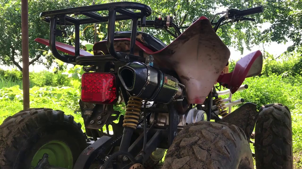 Chinese 110cc Atv Akrapovic replica Exhaust Sound Db Killer On Off