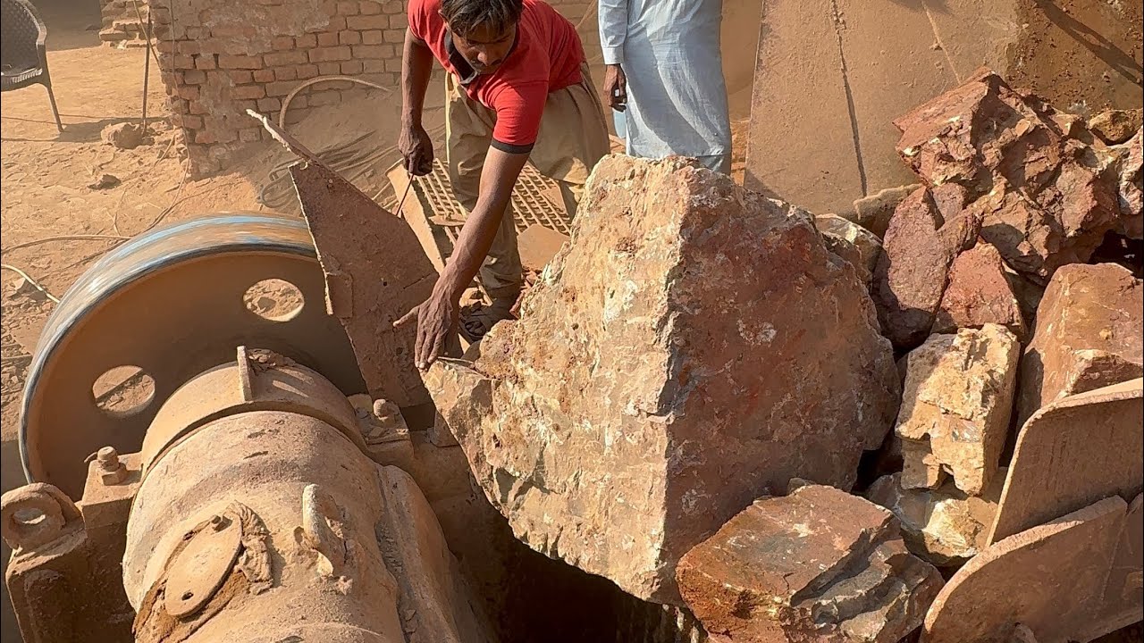 INSANE Rock Crushing Machine Jam! Huge Stones Get Smashed by Hammer 🔥 #shortvideo #stonecrusher 