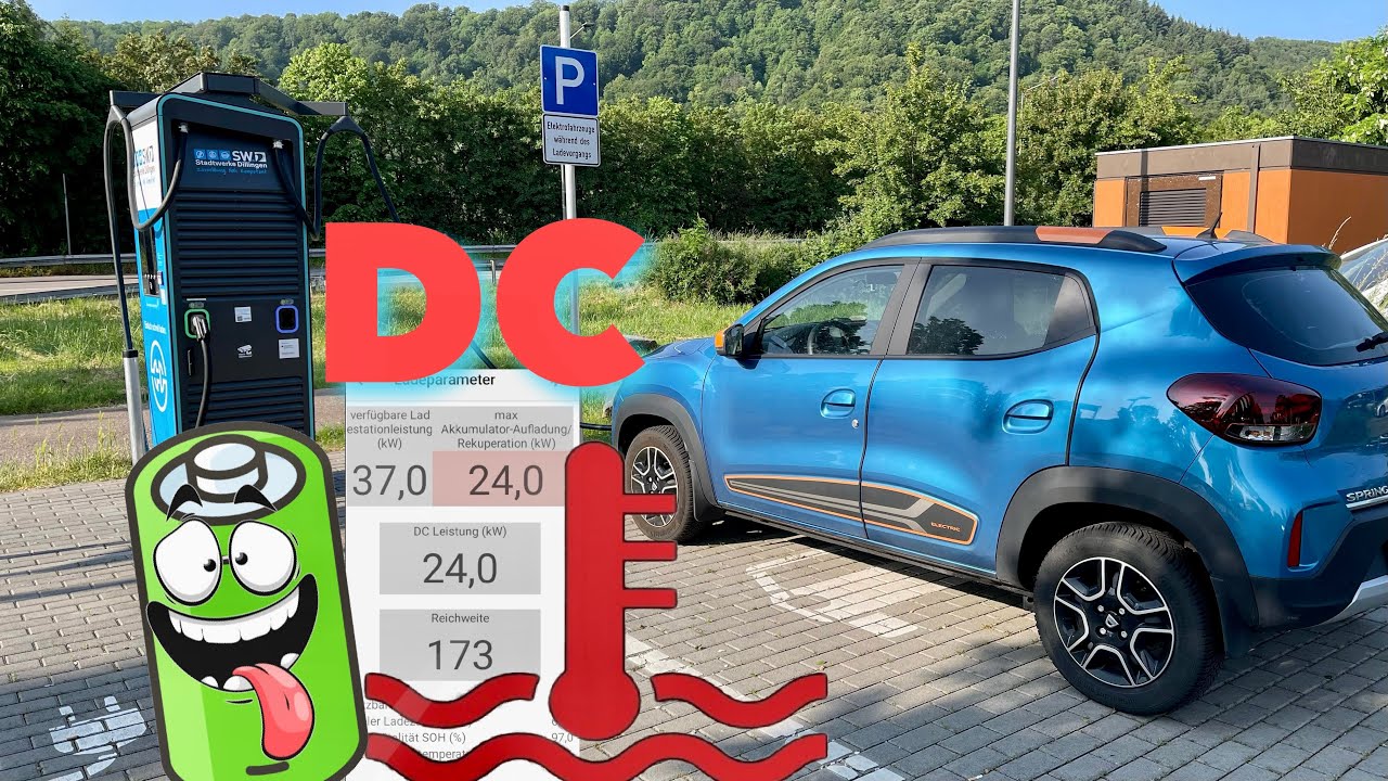 Wie warm wird der Akku beim DC Schnellladen ?? Dacia Spring TEST