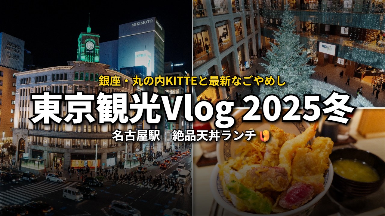 東京観光Vlog 2025冬 | 銀座・丸の内KITTEと最新なごやめし | 名古屋駅てんどん天舞・KITTE・Sony Park