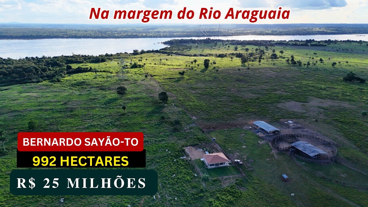 Ativo Rural no Vale do Araguaia,em Bernardo Sayão/ Fazenda com 992 ha à Beira do Rio Araguaia – TO