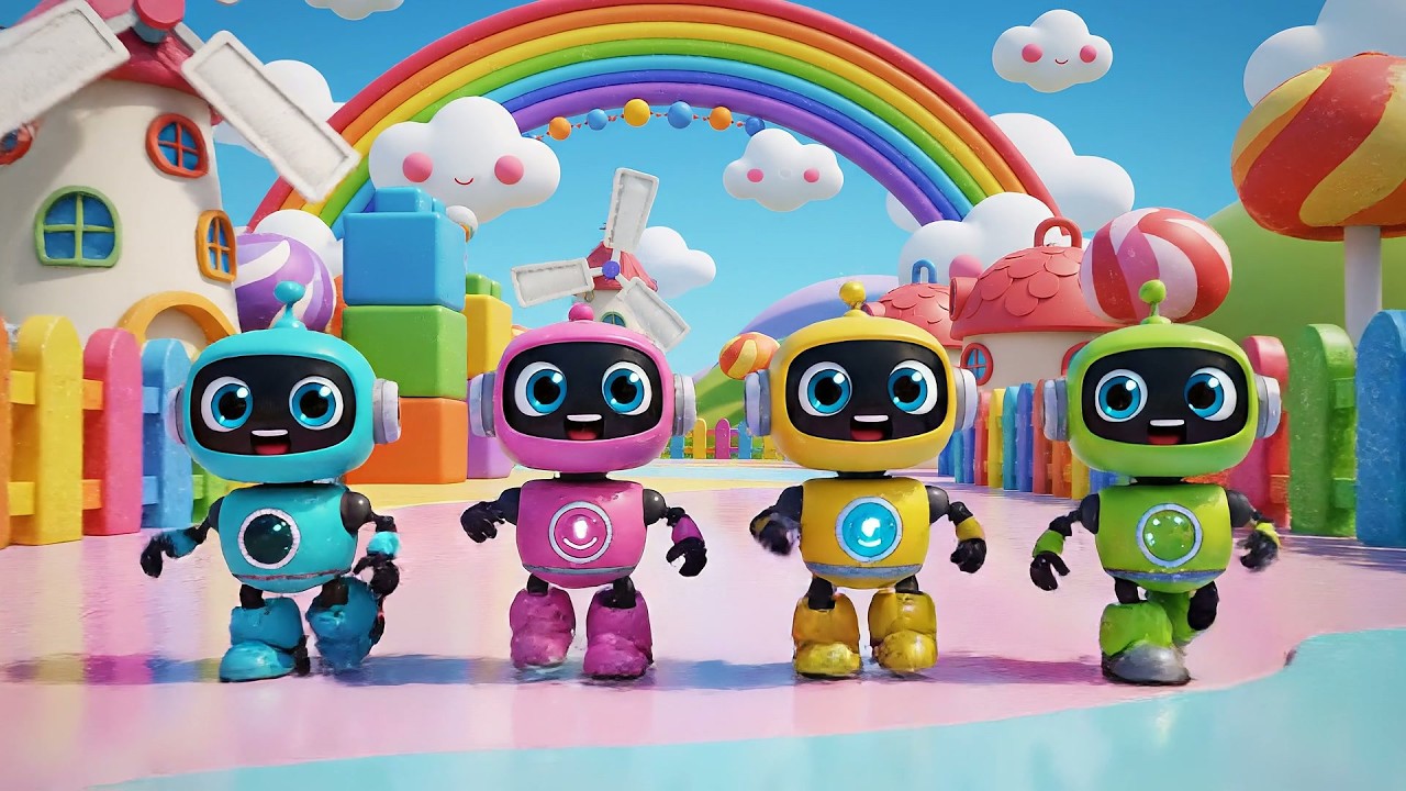 Cuatro Pequeños Robots de Juguete Marzo Marcha | Canciones de Tecnología y Ritmo