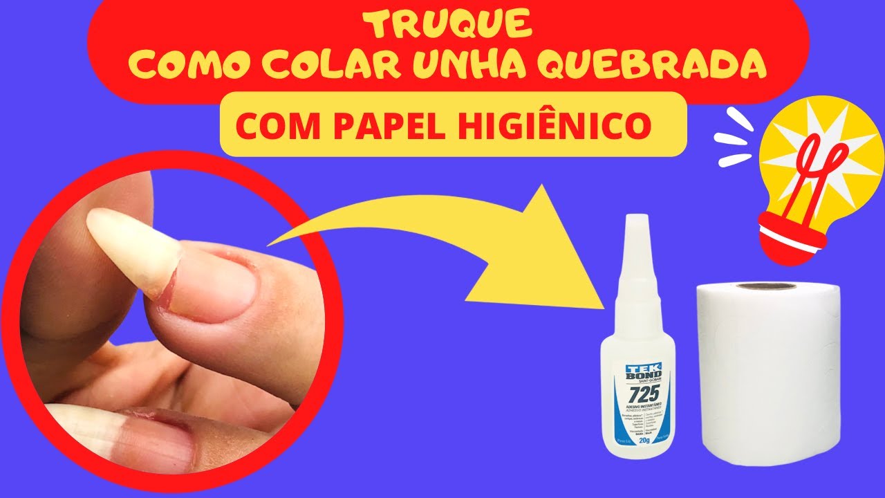 TRUQUE- COMO COLAR UNHA QUEBRADA (COM PAPEL HIGI&Ecirc;NICO) #unhas #dicas