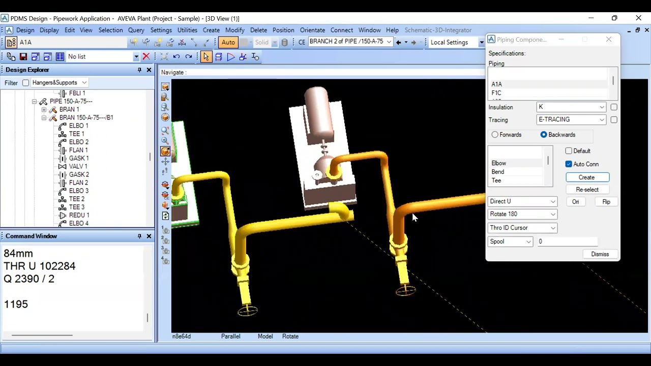 150-A-57 Pipe Modelling @PDMSTutorial