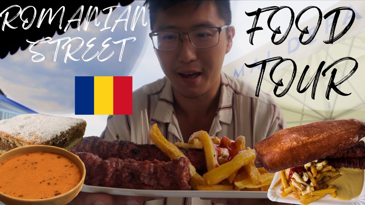 ROMANIAN STREET FOOD TOUR 🇷🇴 - MICI, Gogosi, Apple Pie + GRILLED ROMANIAN CHICKEN in Sibiu, Romania!