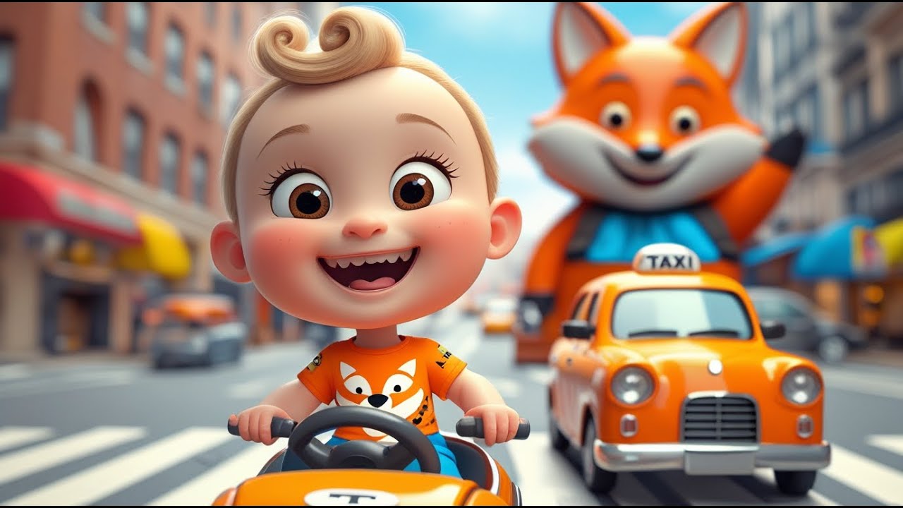 Fox Drives Taxi Around City | Fun Kids Song | Playful Adventure Rhyme