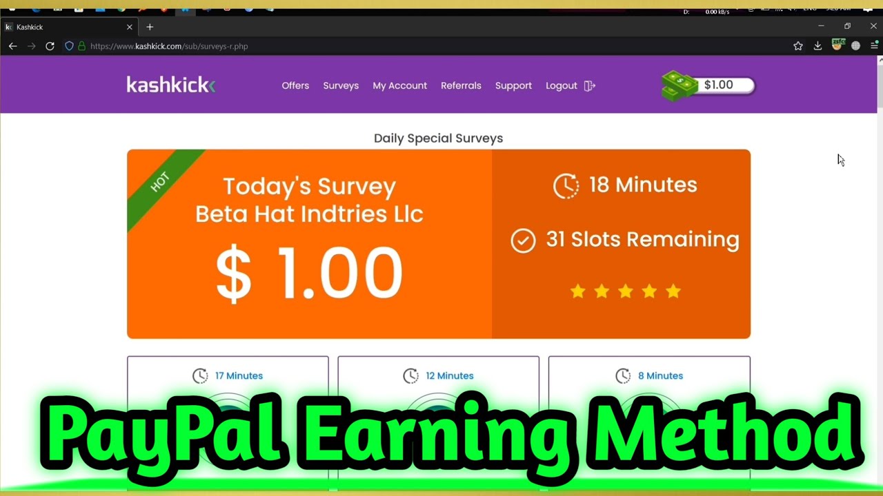 PayPal New Earning Method || Kashkick || Basic Joy || 2022 || Daily Earnings Method ||