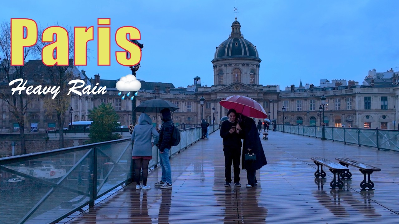 Paris, France - Relaxing Evening Fall Rain In Paris 🍂🌧️ Calm City Rain Ambience - Paris Rain 4KHDR