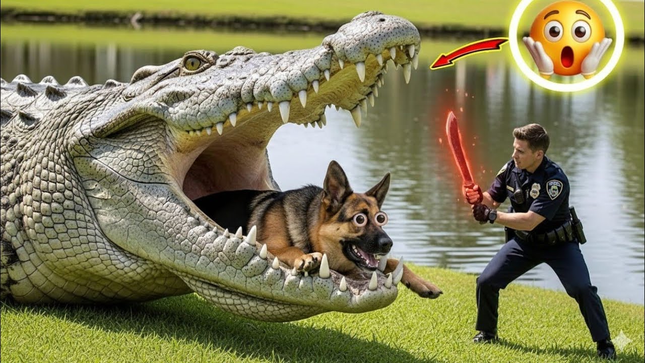 HEROES AGAINST MONSTER: Giant Komodo Dragon ATTACKS German Shepherd!