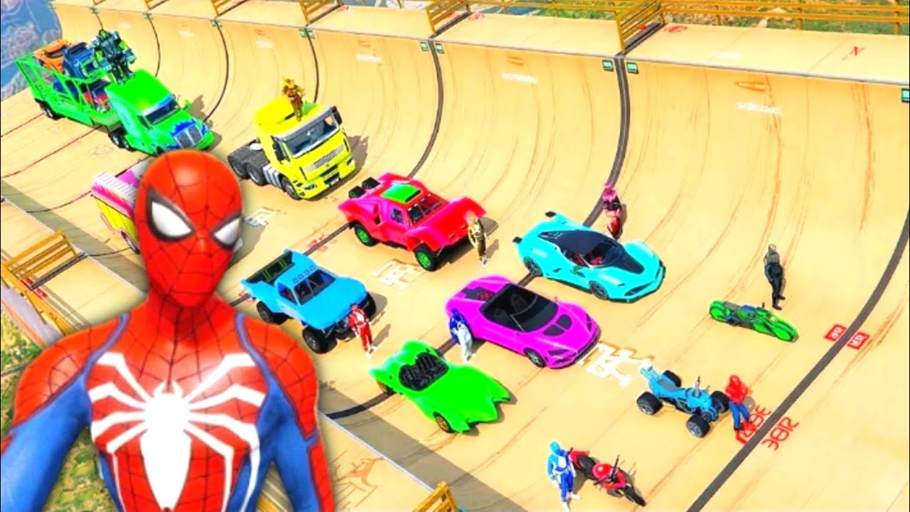 Spider-man Mobile GTA V Superhero Crazy Race challenge with super cars | GTA 5 Superman