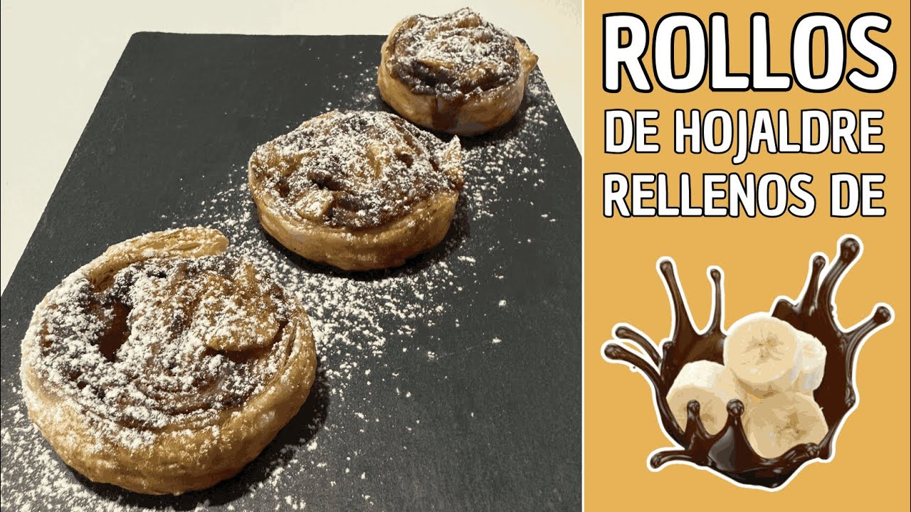 ROLLOS DE HOJALDRE CON CHOCOLATE & PLATANO 🍌🍫 | POSTRE FÁCIL, DELICIOSO & IRRESISTIBLE😋 #cocinafácil